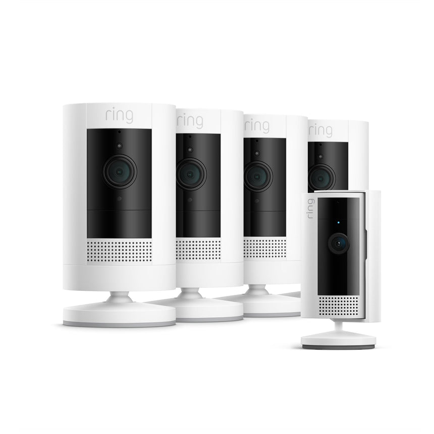 4-Pack Videocamera esterna a batteria + Indoor Camera (2ª gen.) (Stick Up Cam + Indoor Camera)