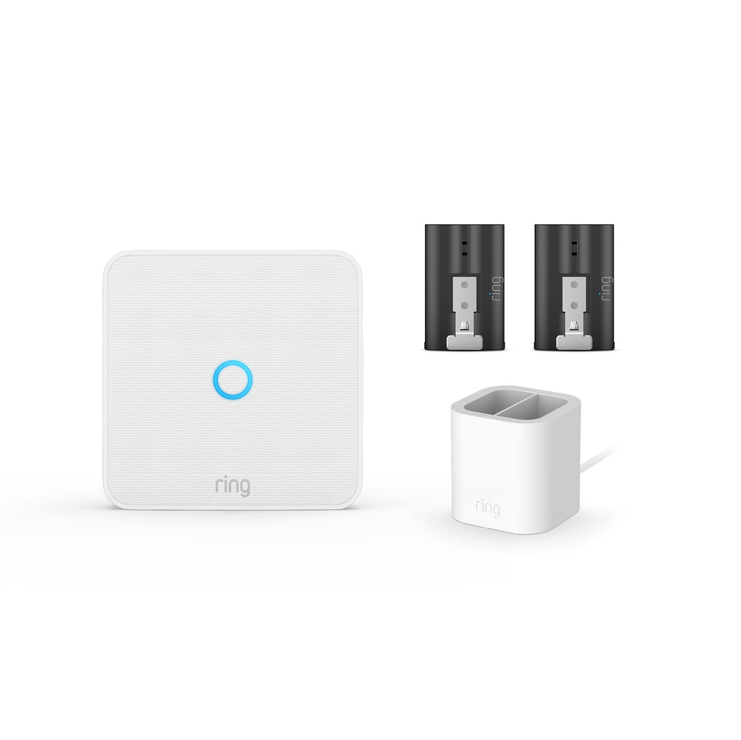 Bianco:Ring Intercom Video + Batteria ricaricabile a sgancio rapido + Stazione di ricarica