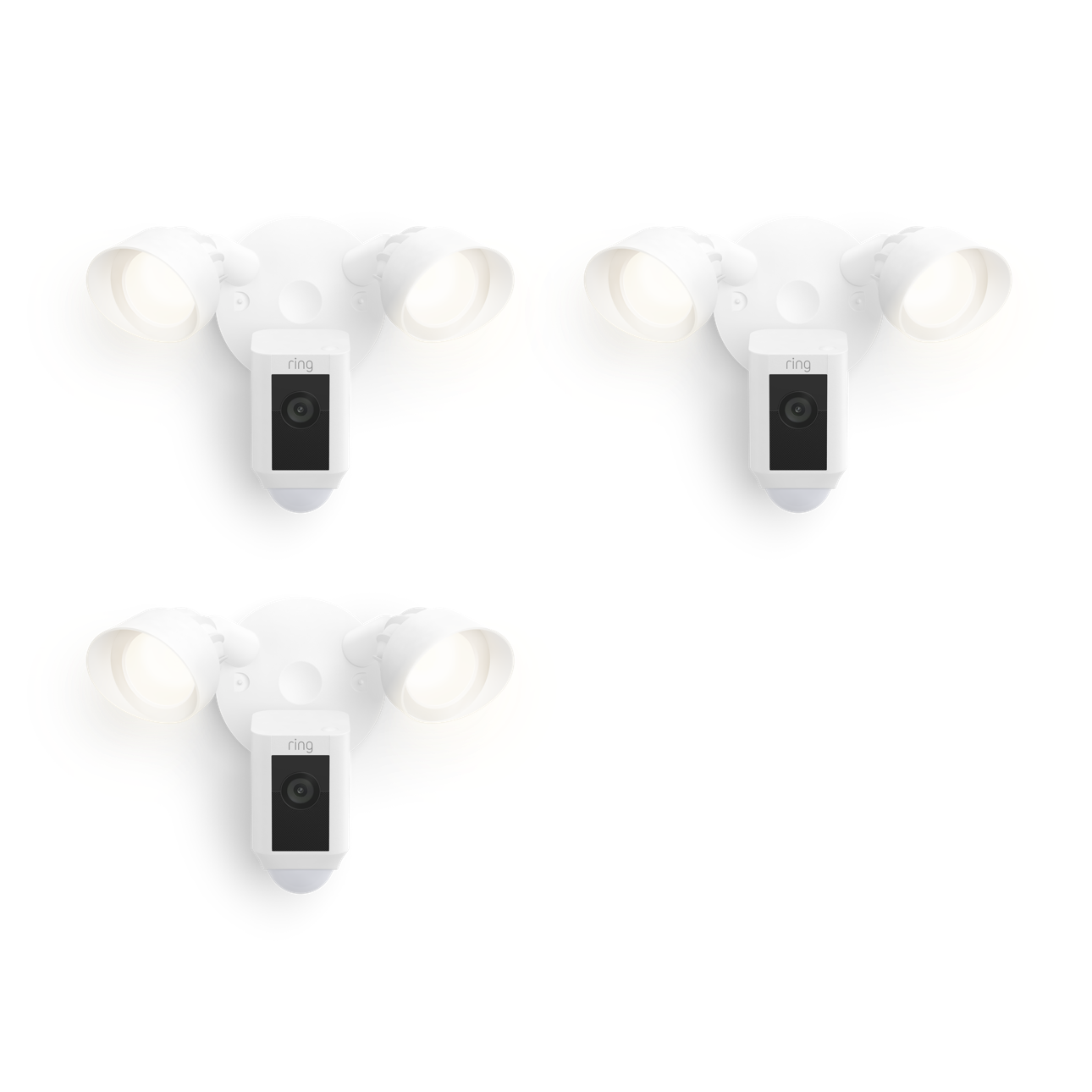 Bianco:3-Pack Floodlight Cam Wired Plus