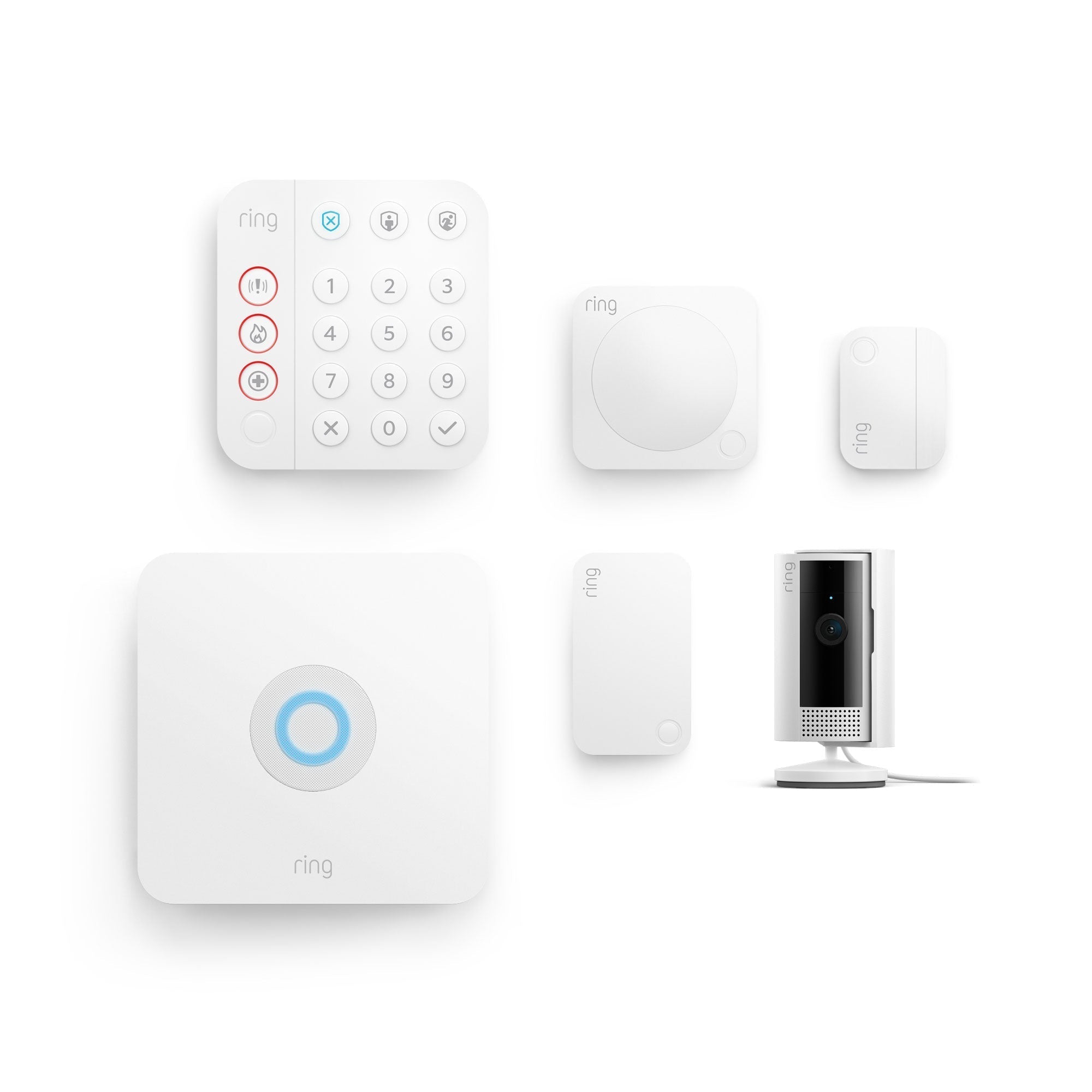 Bianco:Kit Ring Alarm + videocamera interna 2a gen. - S