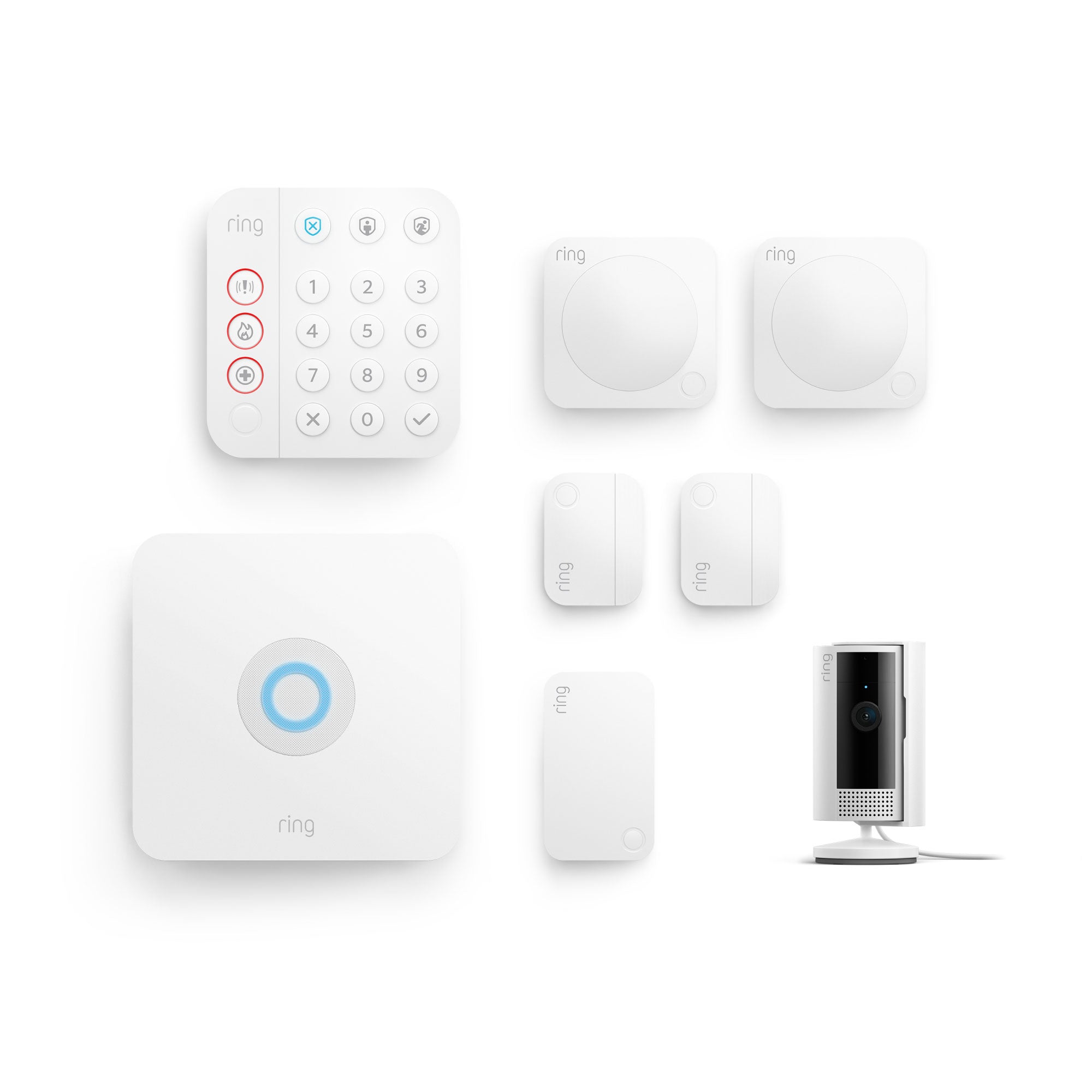 Bianco:Kit Ring Alarm + videocamera interna 2a gen. - M