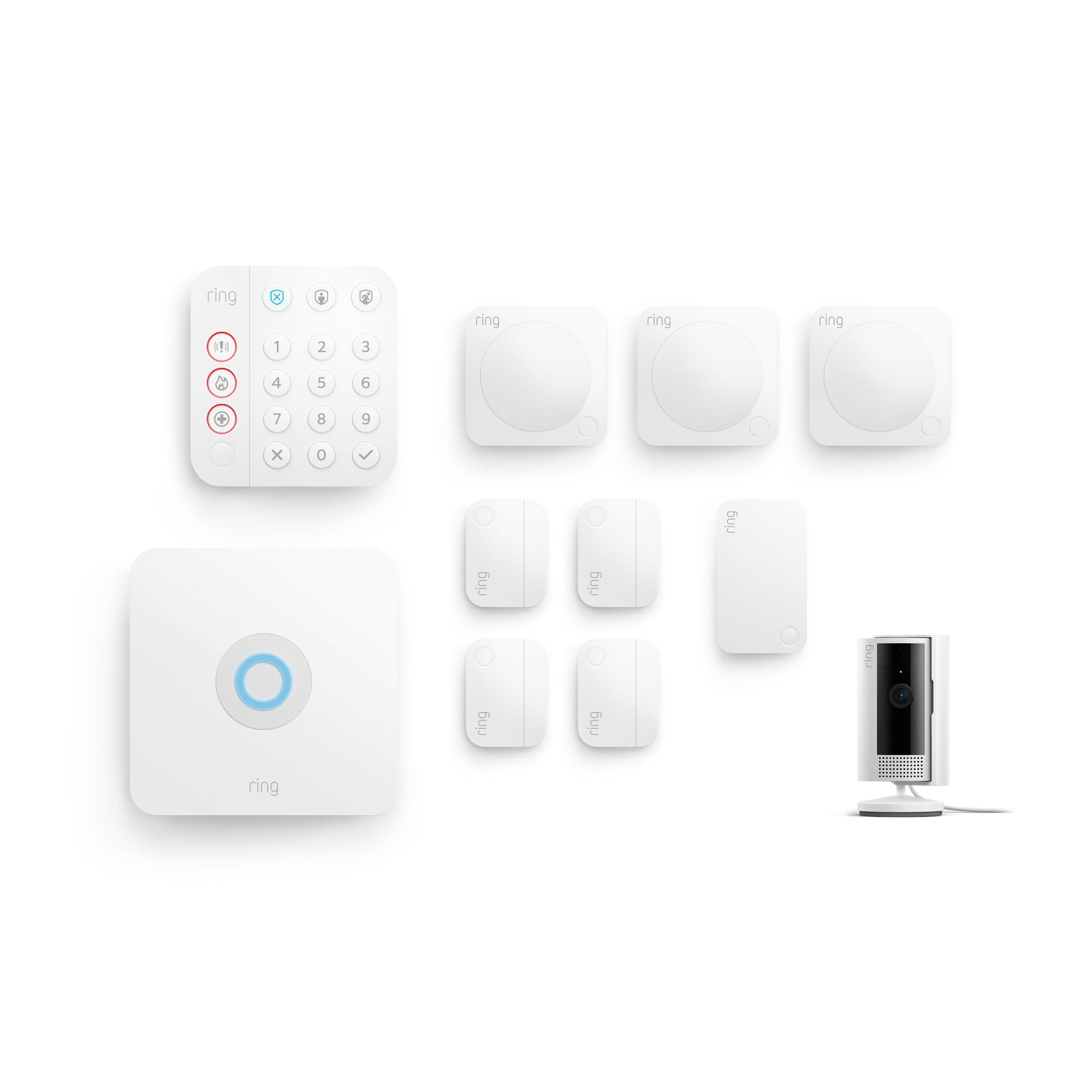 Bianco:Kit Ring Alarm + videocamera interna 2a gen. - L