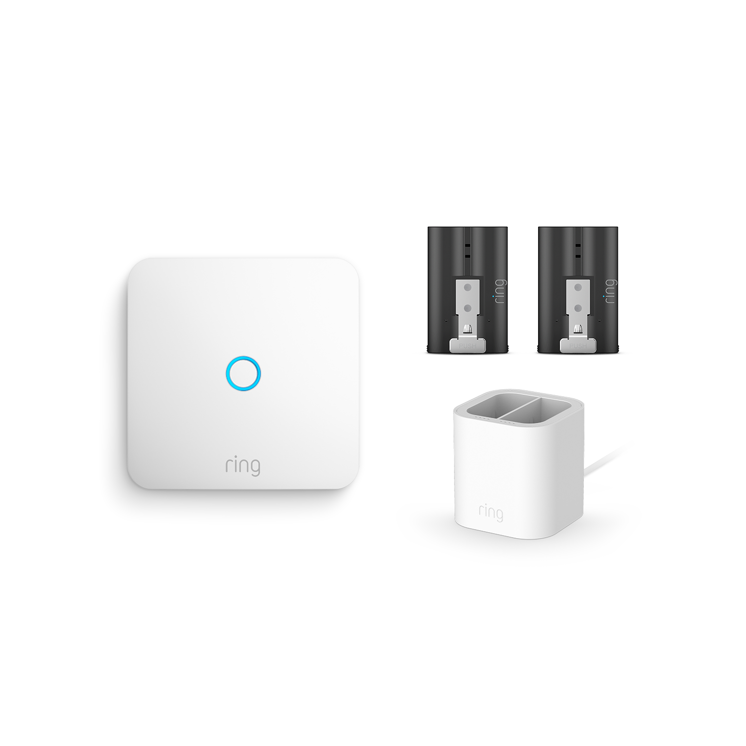 Bianco:Ring Intercom + Batteria ricaricabile a sgancio rapido + Stazione di ricarica