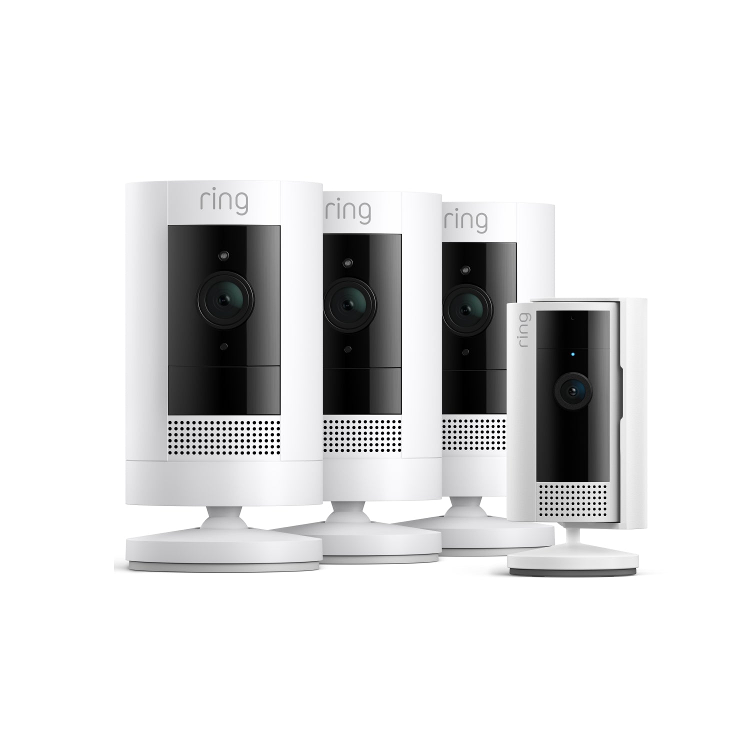 Bianco:3-Pack Videocamera esterna a batteria + Indoor Camera (2ª gen.) (Stick Up Cam + Indoor Camera)