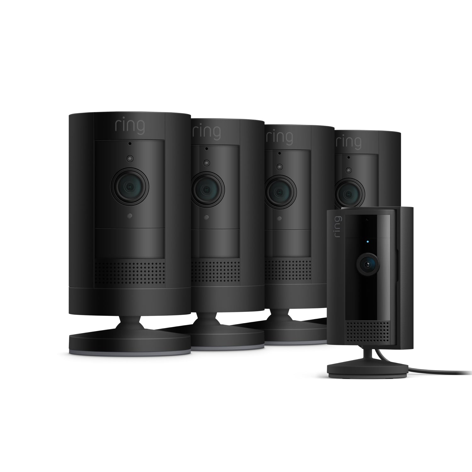 Nero:4-Pack Videocamera esterna a batteria + Indoor Camera (2ª gen.) (Stick Up Cam + Indoor Camera)