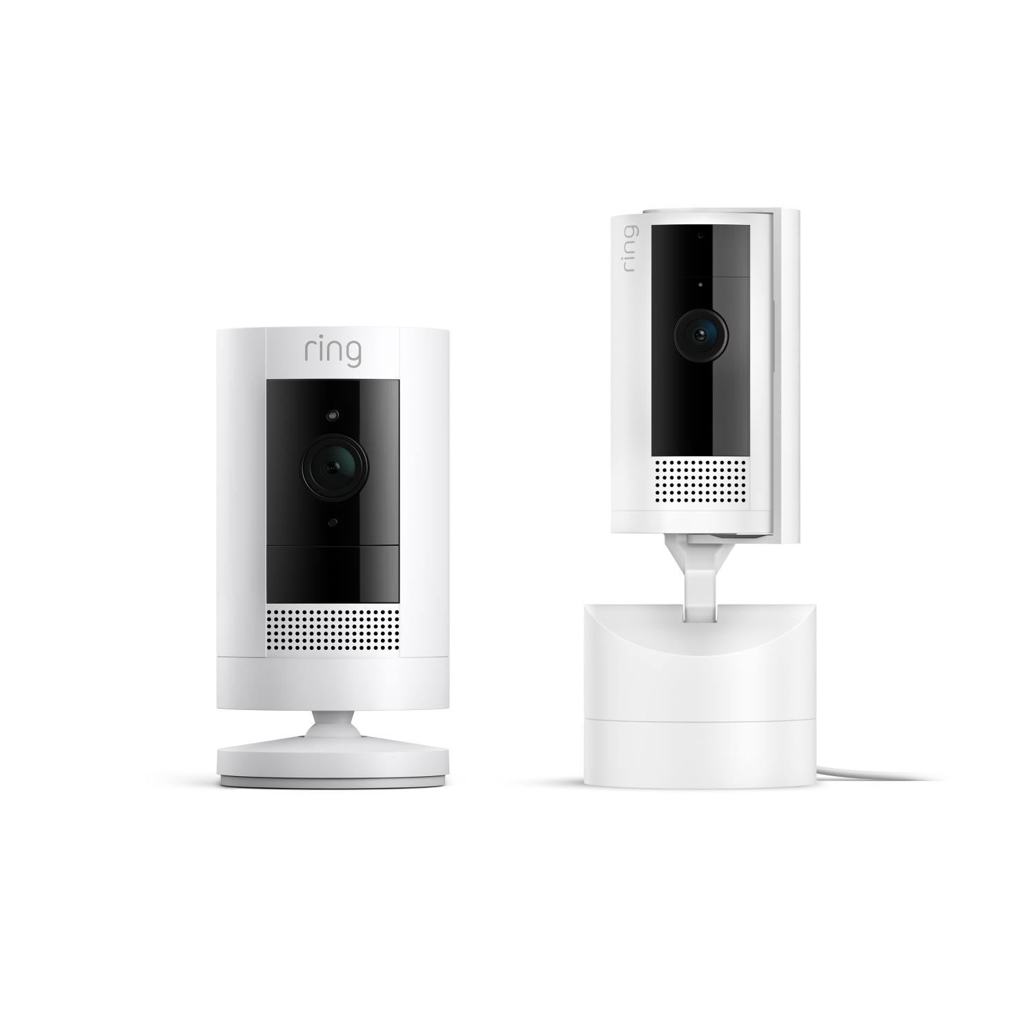Bianco:Videocamera interna inclinabile + Videocamera esterna a batteria (Pan-Tilt Indoor Camera + Stick Up Cam)