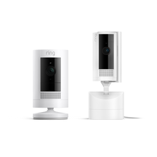 Bianco:Videocamera interna inclinabile + Videocamera esterna a batteria (Pan-Tilt Indoor Camera + Stick Up Cam)