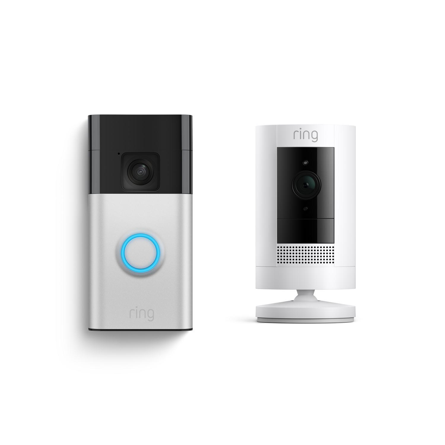 Nickel satinato:Videocitofono a batteria + Videocamera esterna a batteria (Battery Video Doorbell + Stick Up Cam)