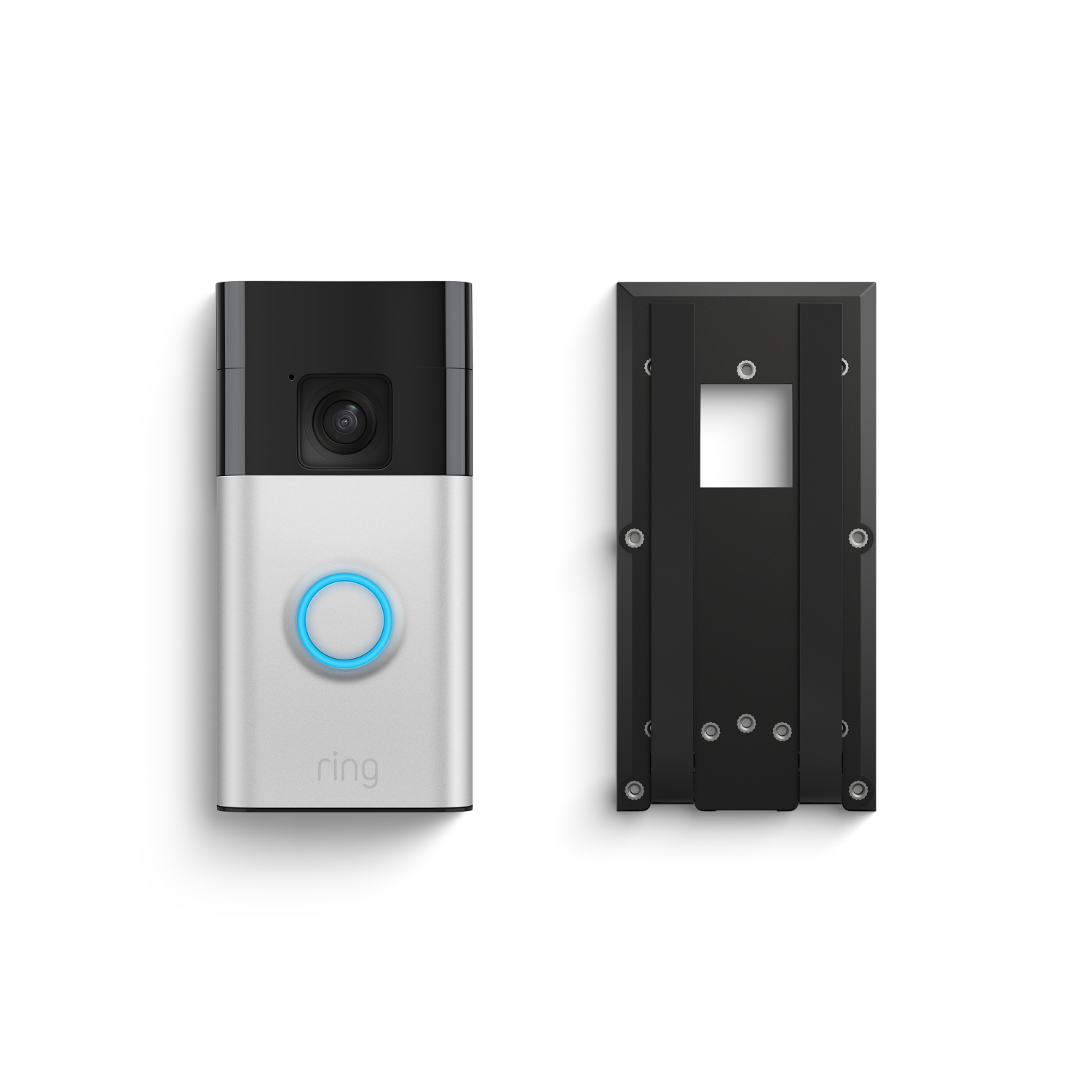 Nickel satinato:Videocitofono a batteria + Supporto autoadesivo (Battery Video Doorbell + No-Drill Mount)