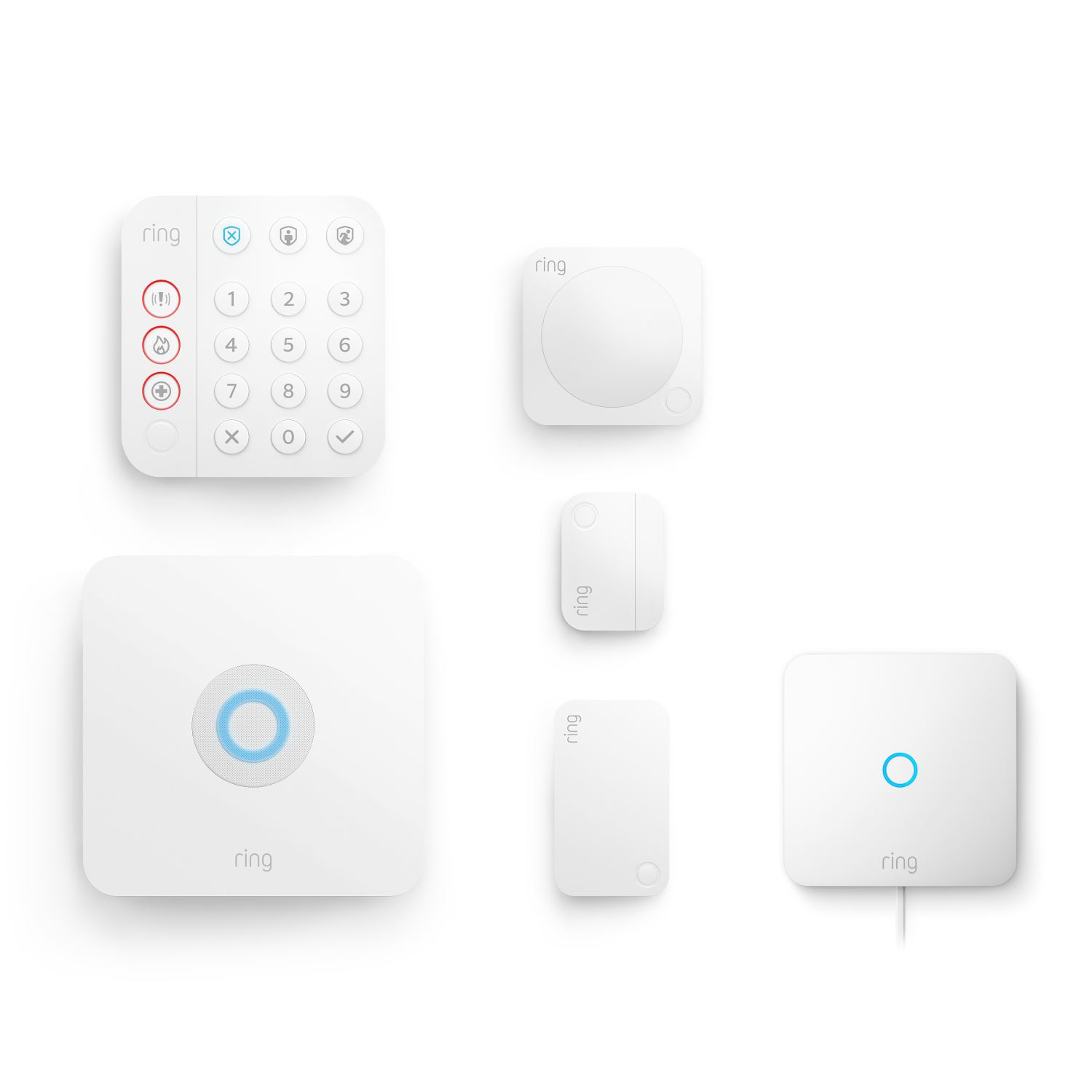 Bianco:Ring Intercom + Alarm Security Kit, 5 pezzi